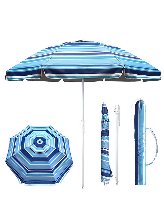 سولار لايف مظلة شاطئية للرمل، مظلة شمسية خارجية محمولة بقطر 2.2 متر مع عمود إمالة وحقيبة حمل وفتحة تهوية للحديقة وحمام السباحة والفناء الخلفي (خطوط عريضة) - Image 1